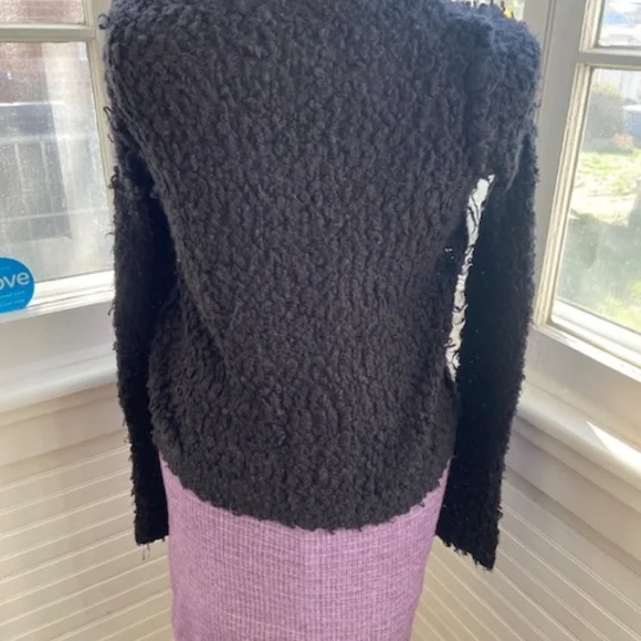 Free People black sweater small, Women's S boho thick/wide knit black sweater - Picture 4 of 7